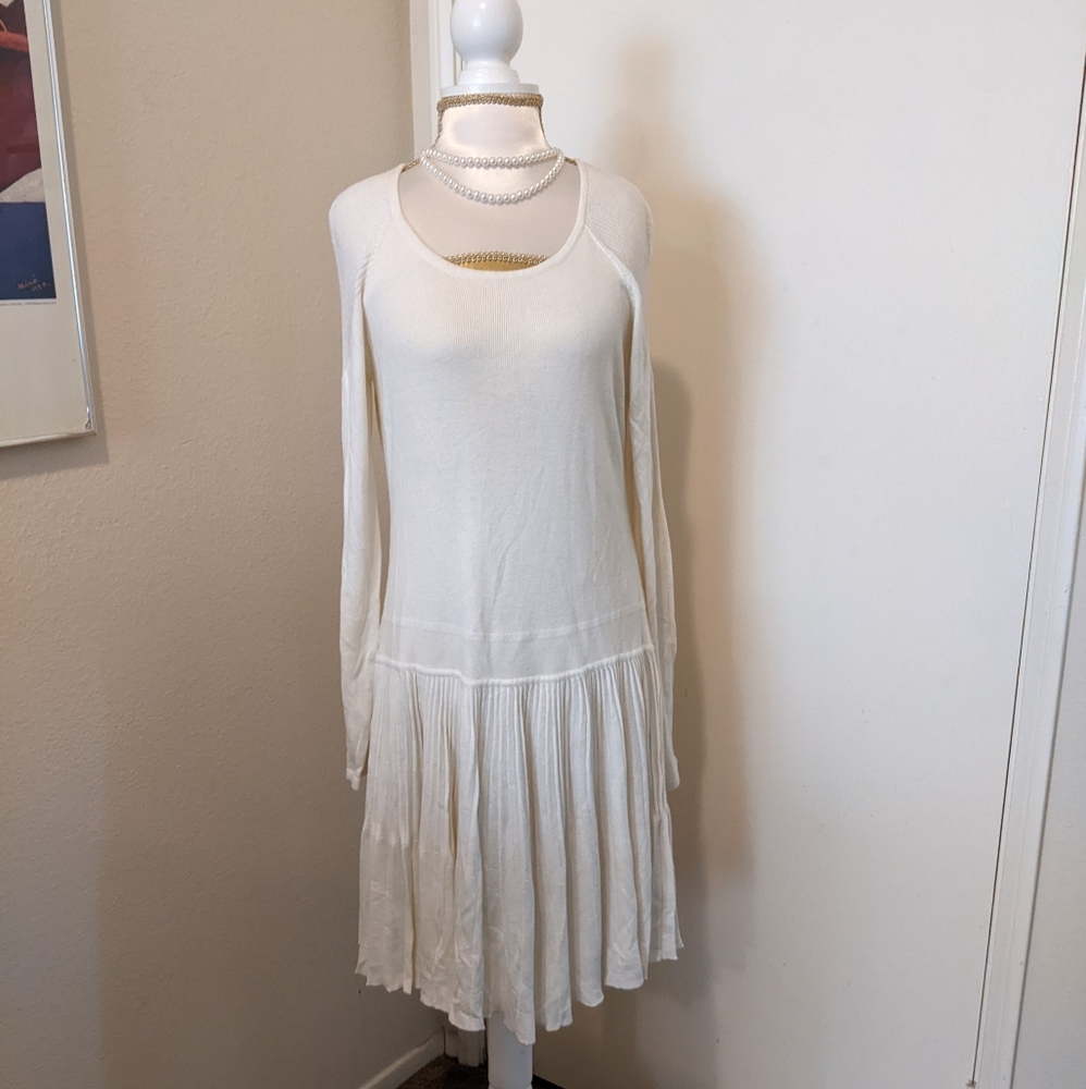 Calvin Klein Long Sleeve Pleated Skirt Sweater Knit Work/Office Dress